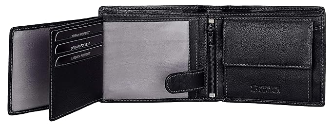 URBAN FOREST Oliver Black Leather Wallet for Men, 6 Card Slot