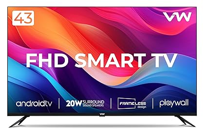 VW 109 cm (43 inches) Playwall Frameless Series Full HD Android Smart LED TV