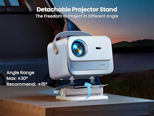 YABER V12 Projector with WiFi6 and Bluetooth 5.2, 700 ANSI 1080P Outdoor Movie Projector