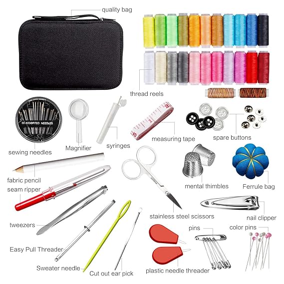 ELEPHANTBOAT 98 PCS Sewing Kit, Portable Sewing kit Box Sewing Supplies Accessories