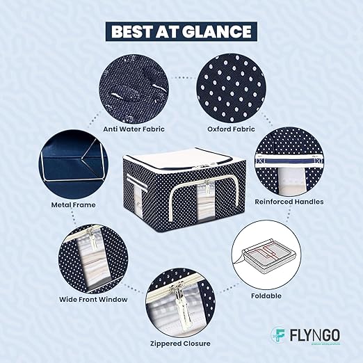 FLYNGO Foldable Steel Frame Clothes Organizer Storage Box