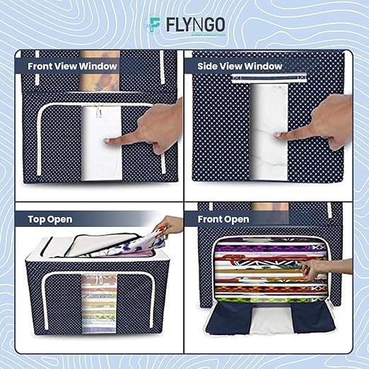 FLYNGO Foldable Steel Frame Clothes Organizer Storage Box