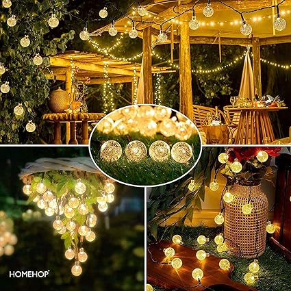 Homehop Solar Outdoor Led Crystal Ball String Light