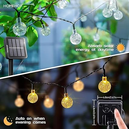 Homehop Solar Outdoor Led Crystal Ball String Light