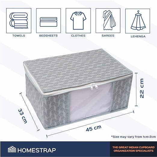 HomeStrap Set Of 6 Non-Woven Printed Cloth Storage Organizer