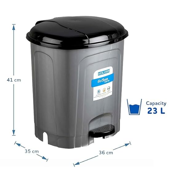 KOLORR 23 Litres Plastic Pedal Trash Can/Garbage Waste Bin