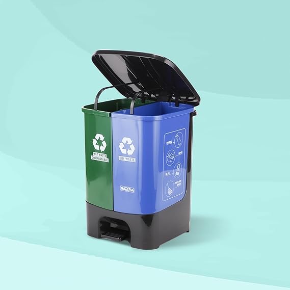 Nayasa Plastic 2 In 1 Dustbin Big | 33 Liter | Pedal Dustbin