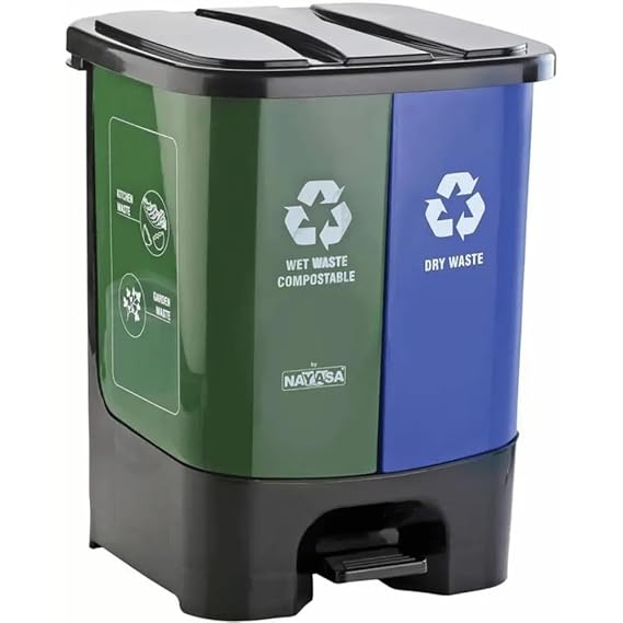 Nayasa Plastic 2 In 1 Dustbin Big | 33 Liter | Pedal Dustbin