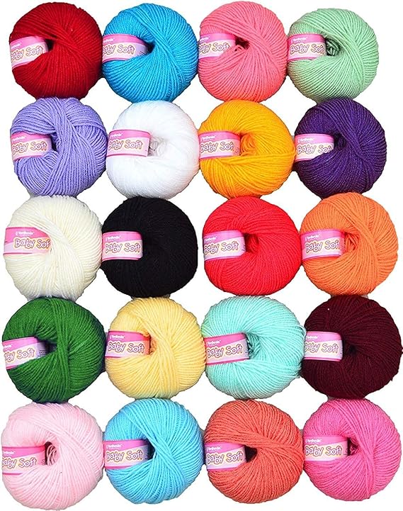 Vardhman Knitting Yarn Soft Wool Ball - 20 Pieces, Multicolor, 25gram