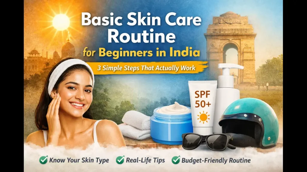 Basic Skin Care Routine for Beginners in India – Simple Guide 2026 2 Simple skin care routine for beginners in India with face wash, moisturizer and sunscreen